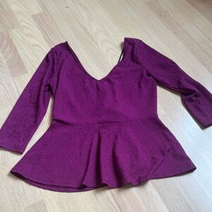 Forever 21 Purple Asymmetrical Peplum Blouse